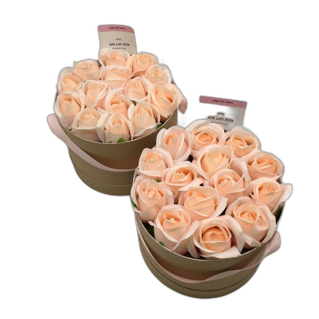 Un-Real Hedge& Plant 17 Cm Artificial Rose Gift Boxes Set Of 2 Pink NEW