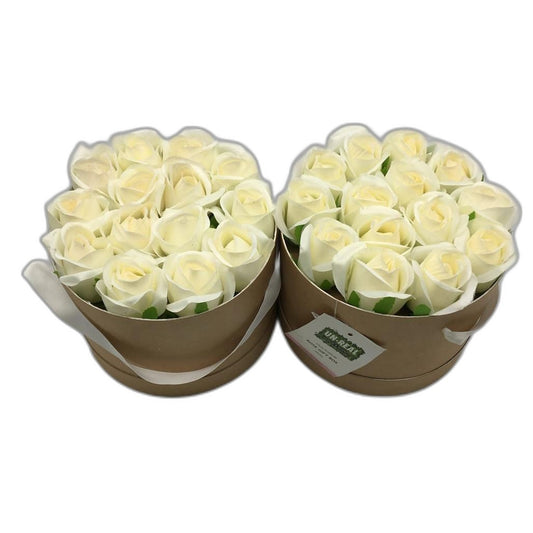 Un-Real Hedge& Plant 17 Cm Artificial Rose Gift Boxes Set Of 2 White NEW