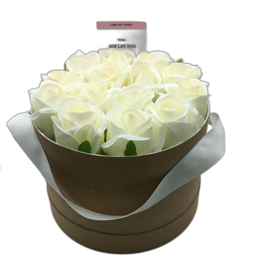 Un-Real Hedge& Plant 17 Cm Artificial Rose Gift Boxes Set Of 2 White NEW