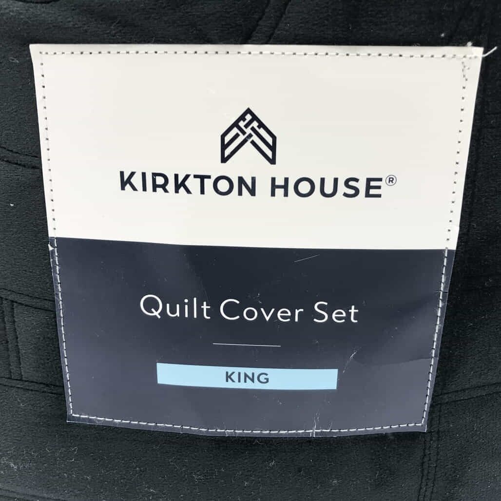 Kirkton House Charcoal Velvet Quilt Cover Set KING -NEW