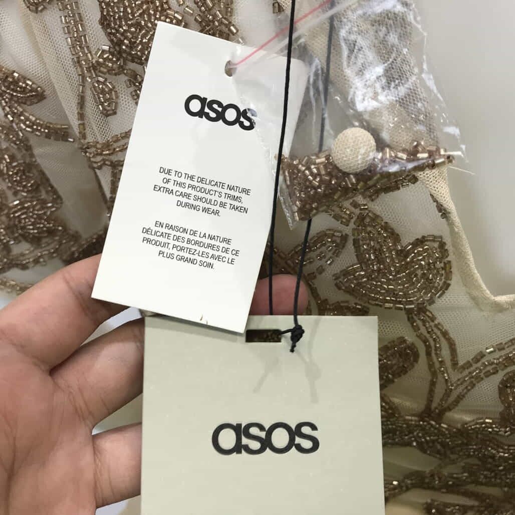 Brand NEW Asos Crystal Beaded Mini Dress Short Sleeve Nude Size 4