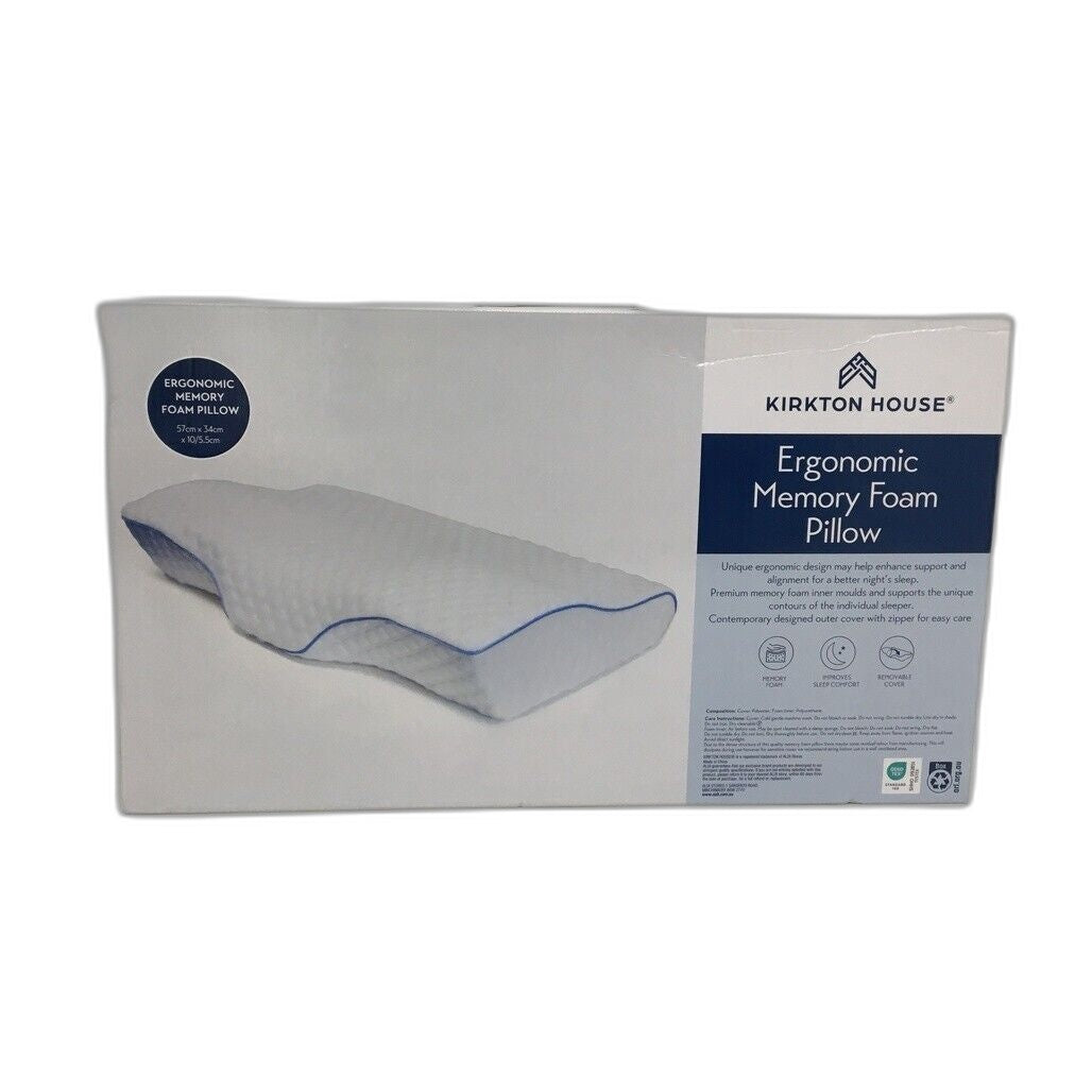 Kirkton House Ergonomic Memory Foam Pillow W/ Removable Cover NEW