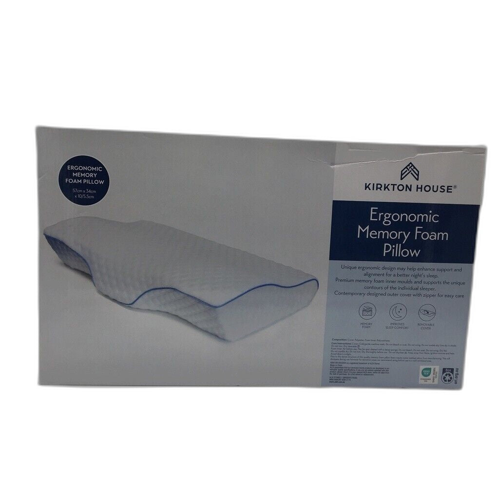 Kirkton House Ergonomic Memory Foam Pillow W/ Removable Cover NEW