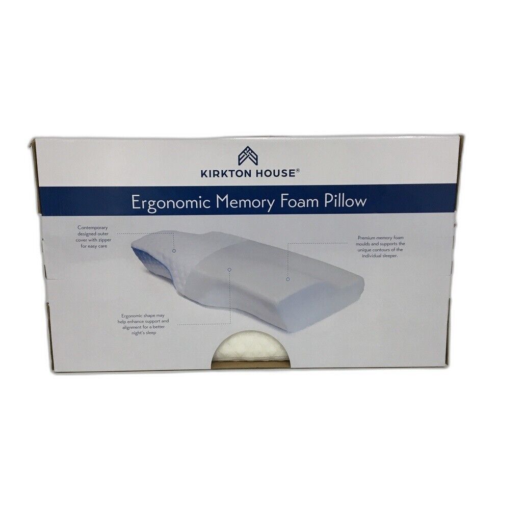 Kirkton House Ergonomic Memory Foam Pillow W/ Removable Cover NEW