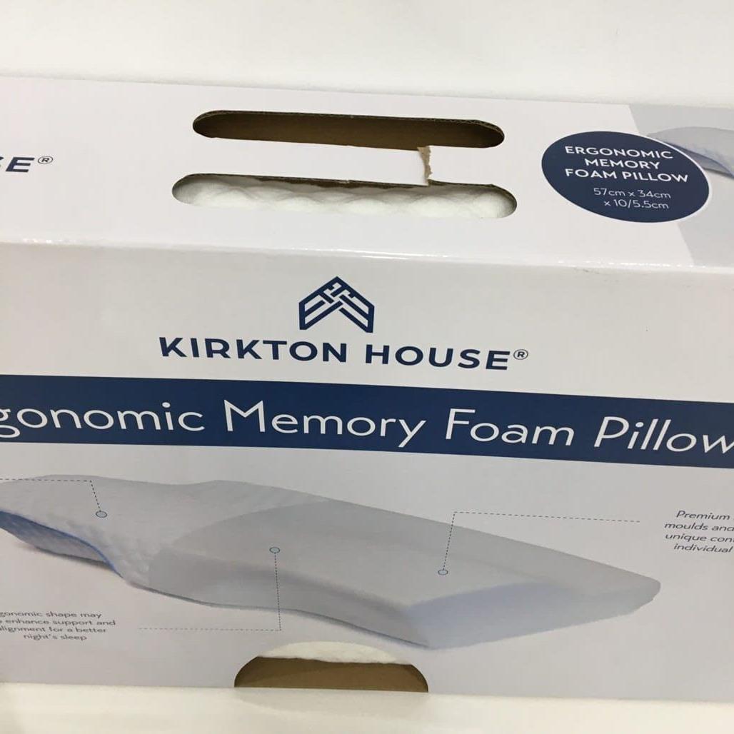 Kirkton House Ergonomic Memory Foam Pillow W/ Removable Cover NEW