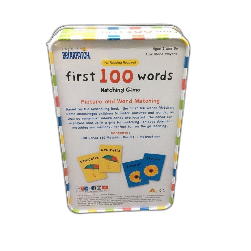 Sealed Briarpatch First 100 Words Matching Game Travel Tin Ages 2+ NEW