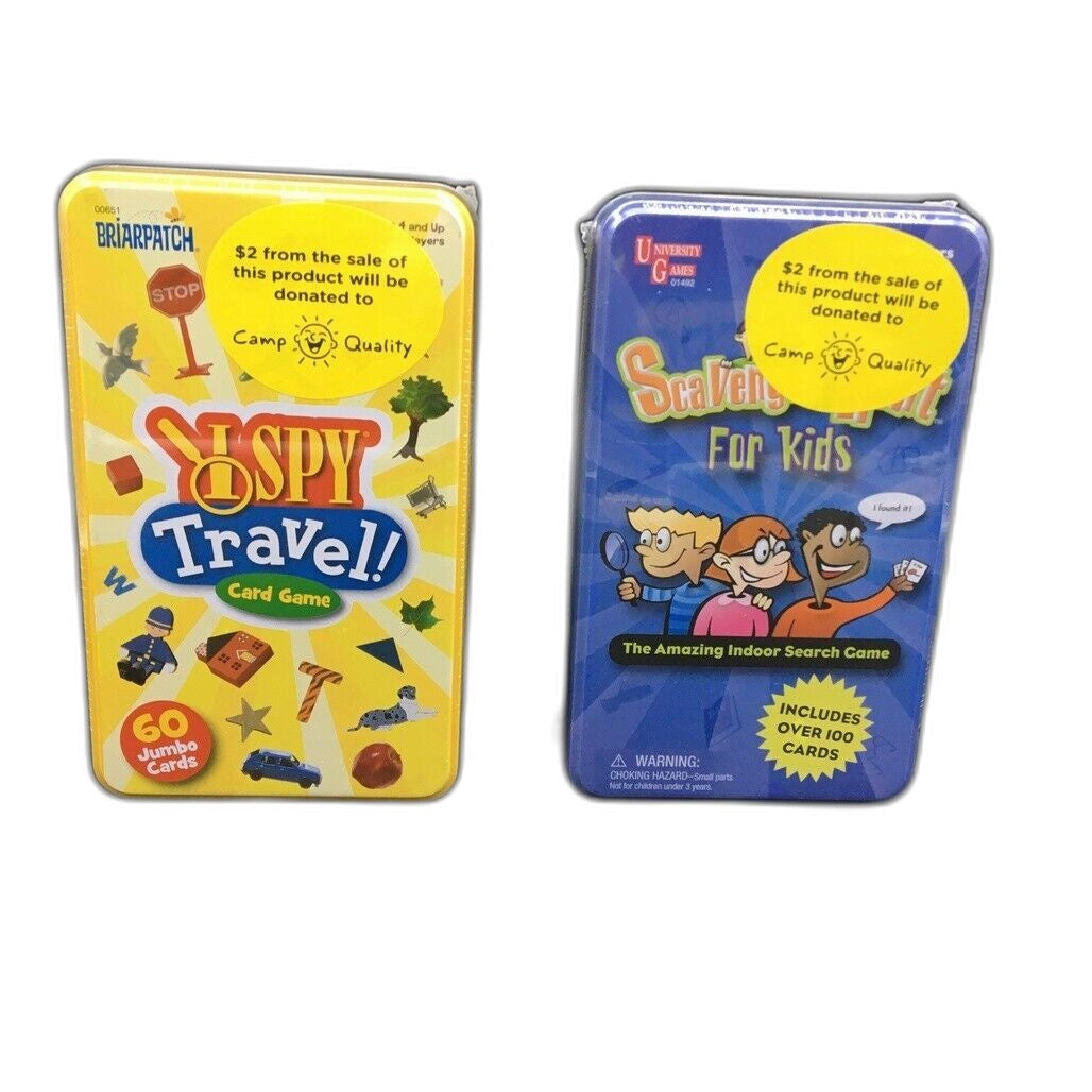 Sealed 2 Pack Scavenger Hunt For Kids & I Spy Travel Game Tins Ages 4+ NEW