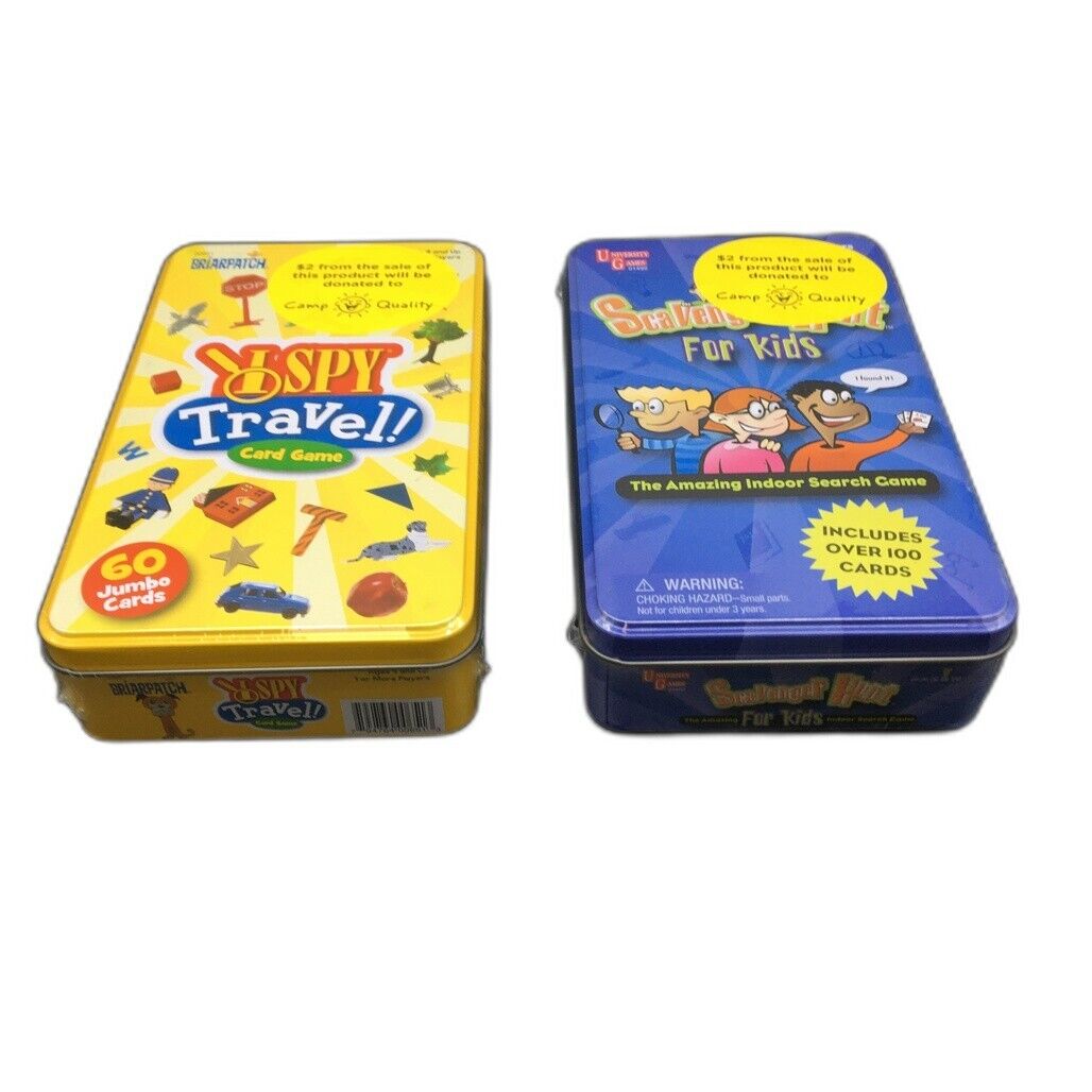 Sealed 2 Pack Scavenger Hunt For Kids & I Spy Travel Game Tins Ages 4+ NEW