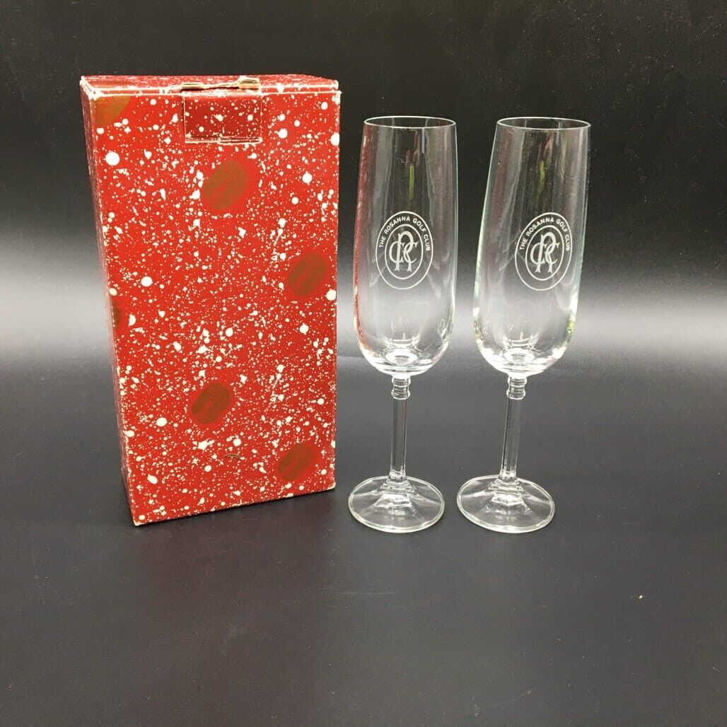 Collectable Bohemia Crystal 'The Rosanna Gold Club' Champagne Flutes -Set Of 2