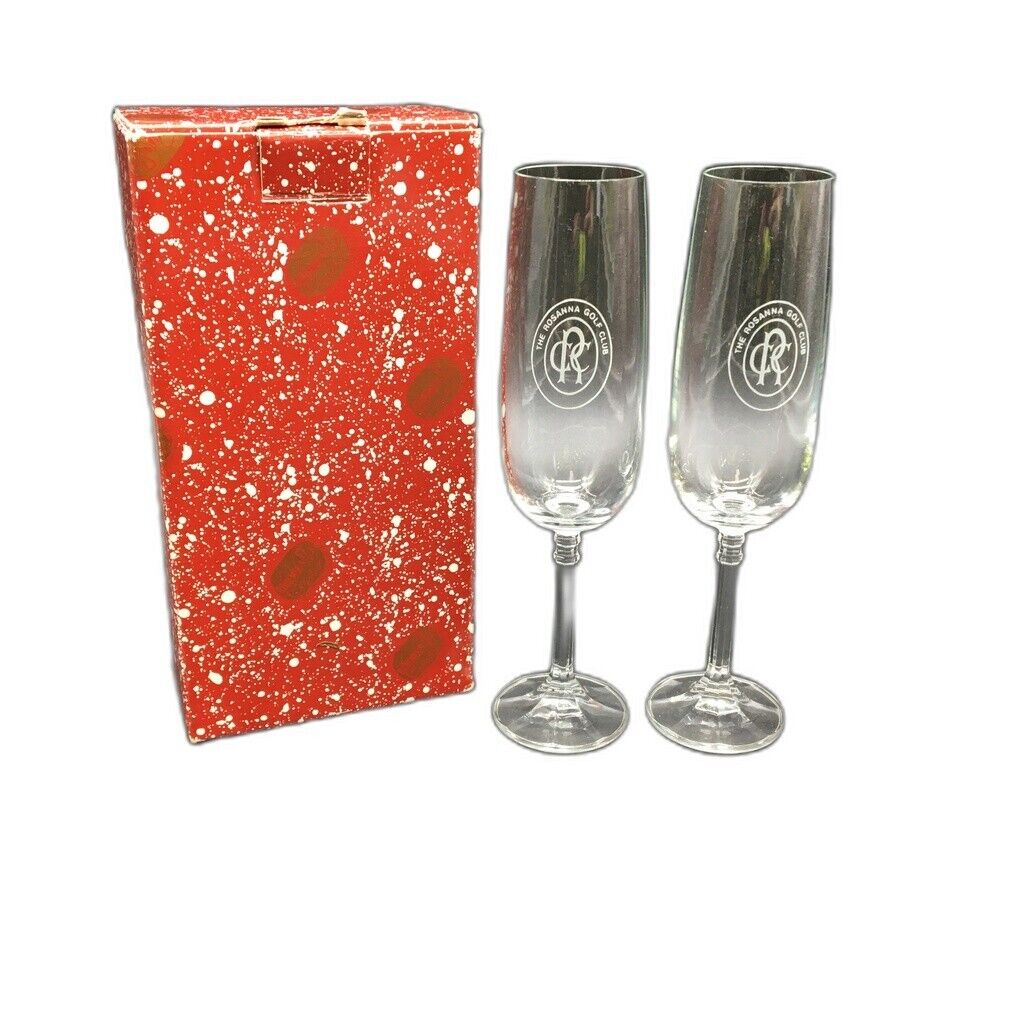 Collectable Bohemia Crystal 'The Rosanna Gold Club' Champagne Flutes -Set Of 2