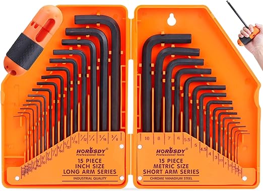 30 Piece Inch and Metric Size Steel Allenkey Hex Set with T Handle DEMO