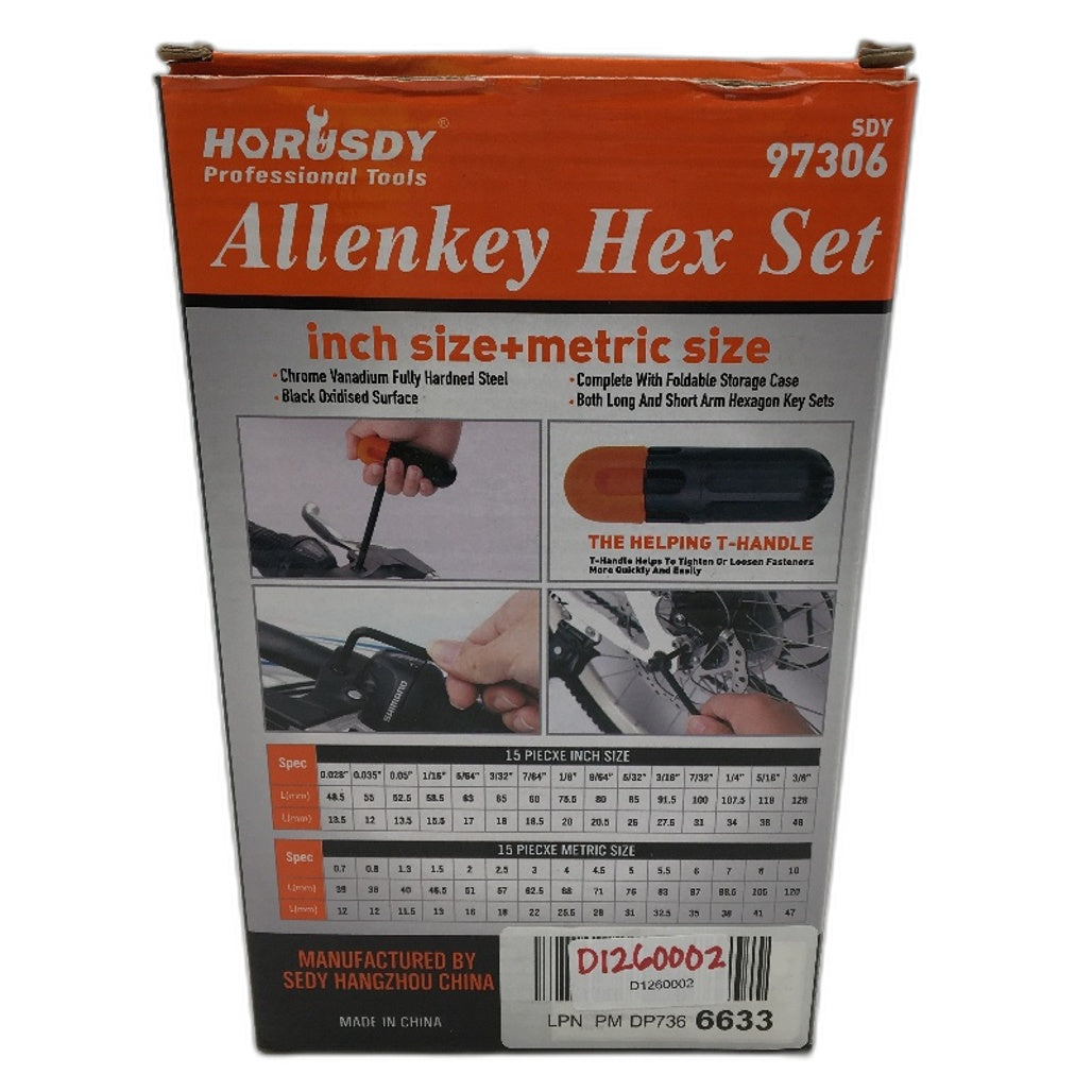 30 Piece Inch and Metric Size Steel Allenkey Hex Set with T Handle DEMO
