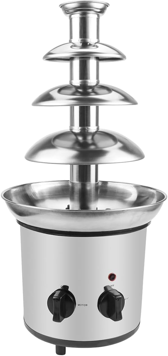 4 Tier Electric Chocolate Fondue Stainless Steel Fountain NEW