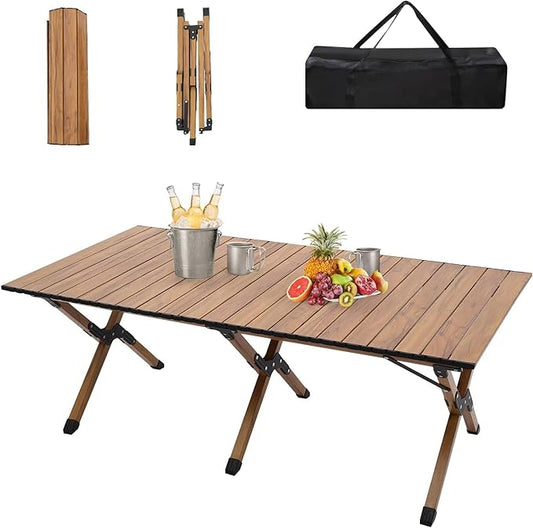 47 Inch Portable Folding Slatted Indoor and Outdoor Wooden Picnic Table NEW