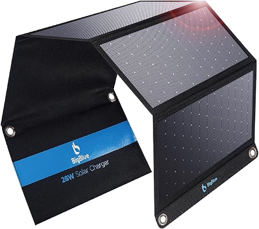 BigBlue 3 USB Port Foldable Portable 28W Smart IC 4 Panel Solar Charger NEW
