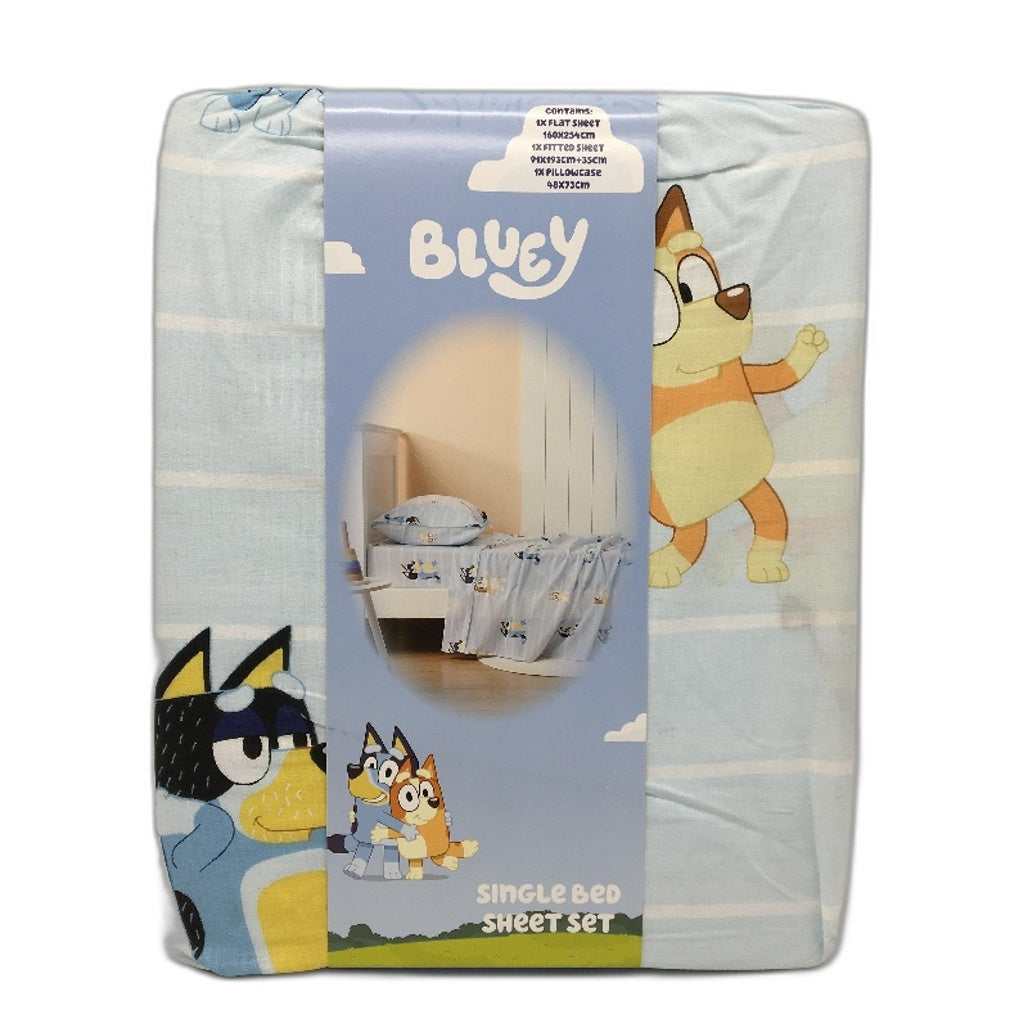 Designworks Bluey and Family Kids Cotton Single Bed Cotton Sheet Set NEW