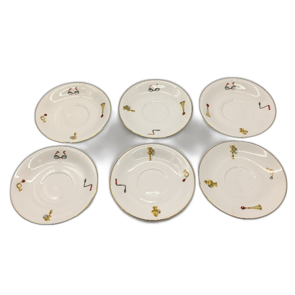 VINTAGE Stuart England Crystal Fine Leaf Etched 6 Piece Desert Bowls