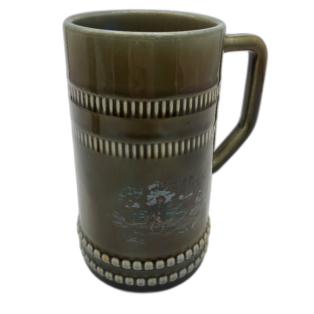 VINTAGE Wade 2 Piece Green Brown Irish Porcelain Pint Mugs Tankards Set
