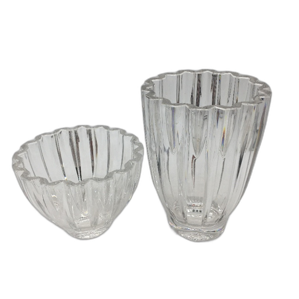 VINTAGE Villeroy & Boch 2 Piece Heavy & Thick Cut Crystal Cut Vases