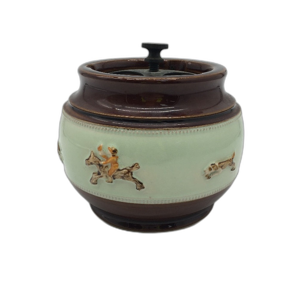 VINTAGE Bourne Denby Made In England Fox Hunt Pottery Tobacco Humidor Jar