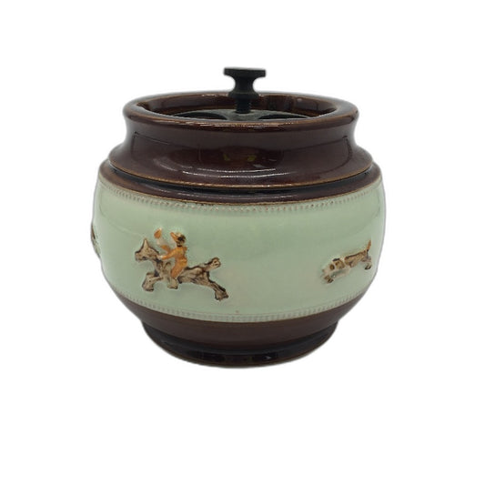 VINTAGE Bourne Denby Made In England Fox Hunt Pottery Tobacco Humidor Jar