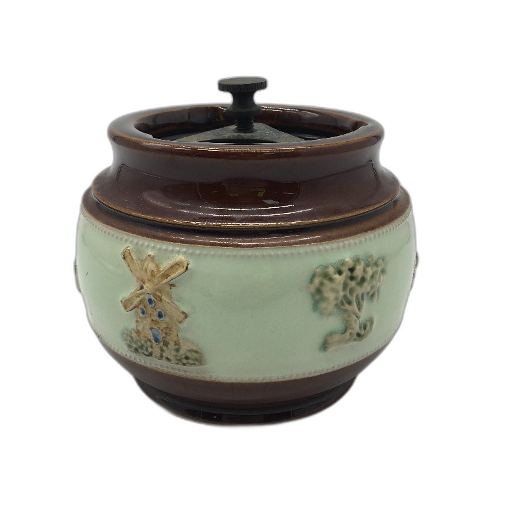 VINTAGE Bourne Denby Made In England Fox Hunt Pottery Tobacco Humidor Jar