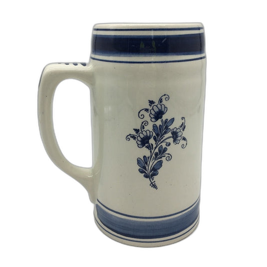 VINTAGE Delft Ivory Blue Handpainted Dutch Windmill Beer Stein Tankard