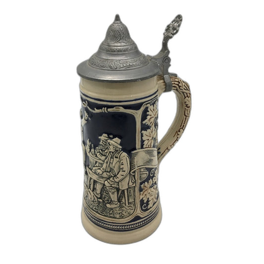 VINTAGE Marzi & Remy Blue & Ivory West Germany Beer Stein Lidded Tankard
