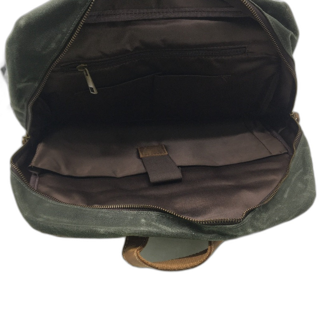 Juicy Spicy Faux Leather and Canvas Vintage Style Backpack in Green Brown NEW