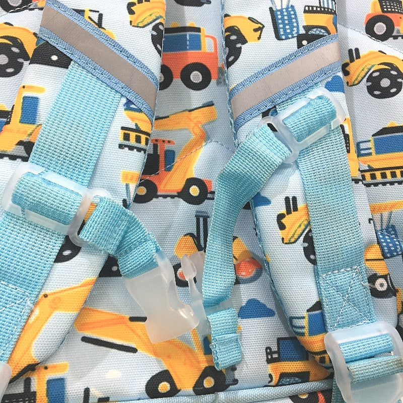 Ravuo Excavator Print Lightweight Light Blue Kids School Backpack NEW