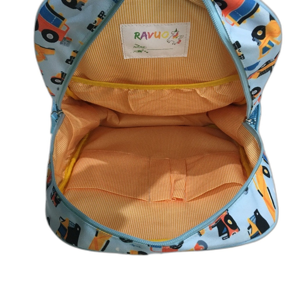 Ravuo Excavator Print Lightweight Light Blue Kids School Backpack NEW