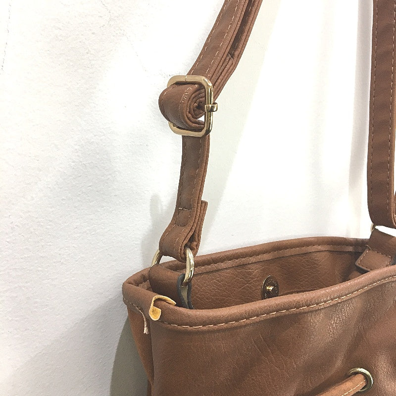 Soft Faux Leather Fringe Tassel Brown Pouch Bag with Adjustable Strap NEW