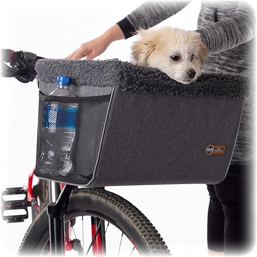 K&H Fleece Lined Travel Bike Basket for Small Pets in Classic Grey Sz Large NEW