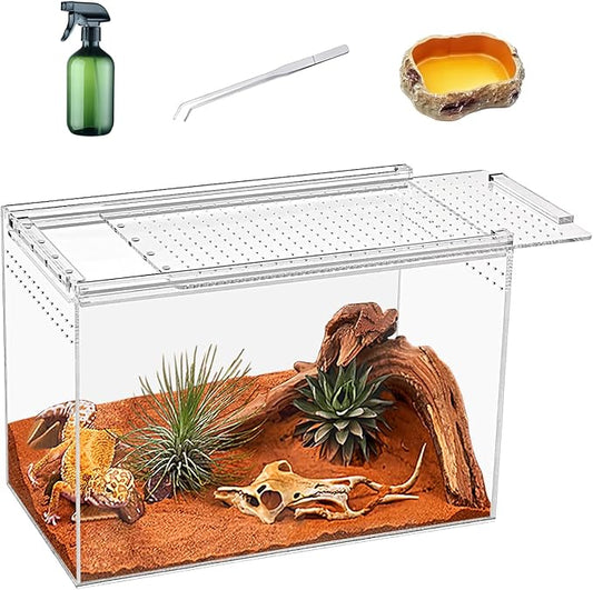 KAKOOTI 36x17x22cm Clear Acrylic Reptile and Large Bug Terrarium Kit NEW