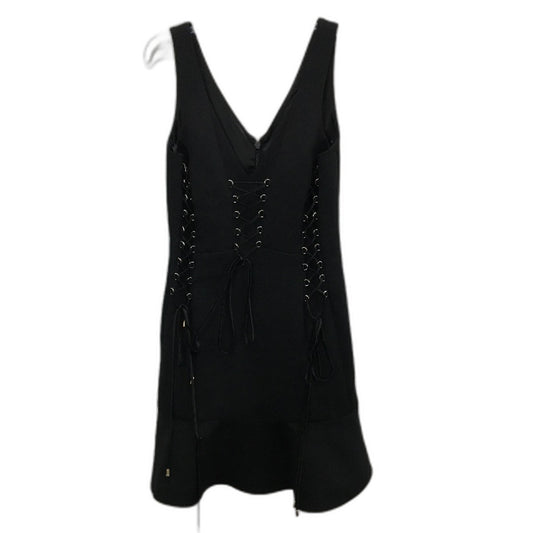 Forever New Lace Up Corset Ribbed Black Mini Dress Ladies Size AU 8-10 NEW