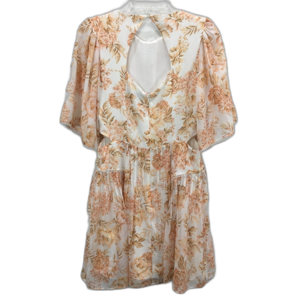 Forever New Jade Angel Sleeve Gold Floral Skater Mini Dress Ladies Sz AU 10 NEW