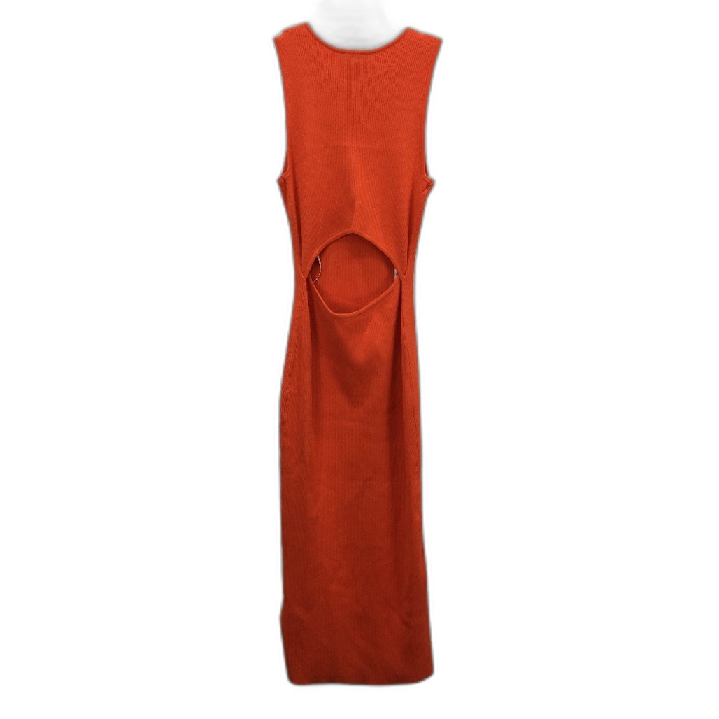 Forever New Becky Open Back Orange Knit Ribbed Midi Dress Ladies Size AU 10 NEW