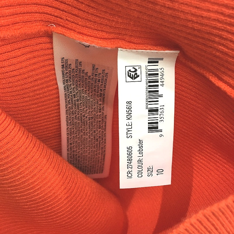 Forever New Becky Open Back Orange Knit Ribbed Midi Dress Ladies Size AU 10 NEW