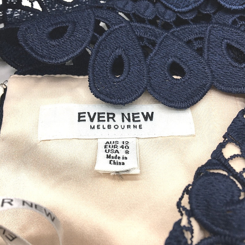 Ever New Debbie Woven Lace Navy and Nude Pencil Dress Ladies Size AU 12 NEW
