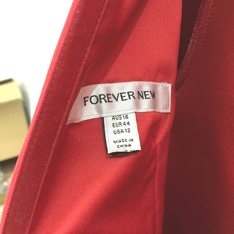 Forever New Zaphi Bow Back Long Sleeve Red Mini Dress Ladies Size AU 16 NEW