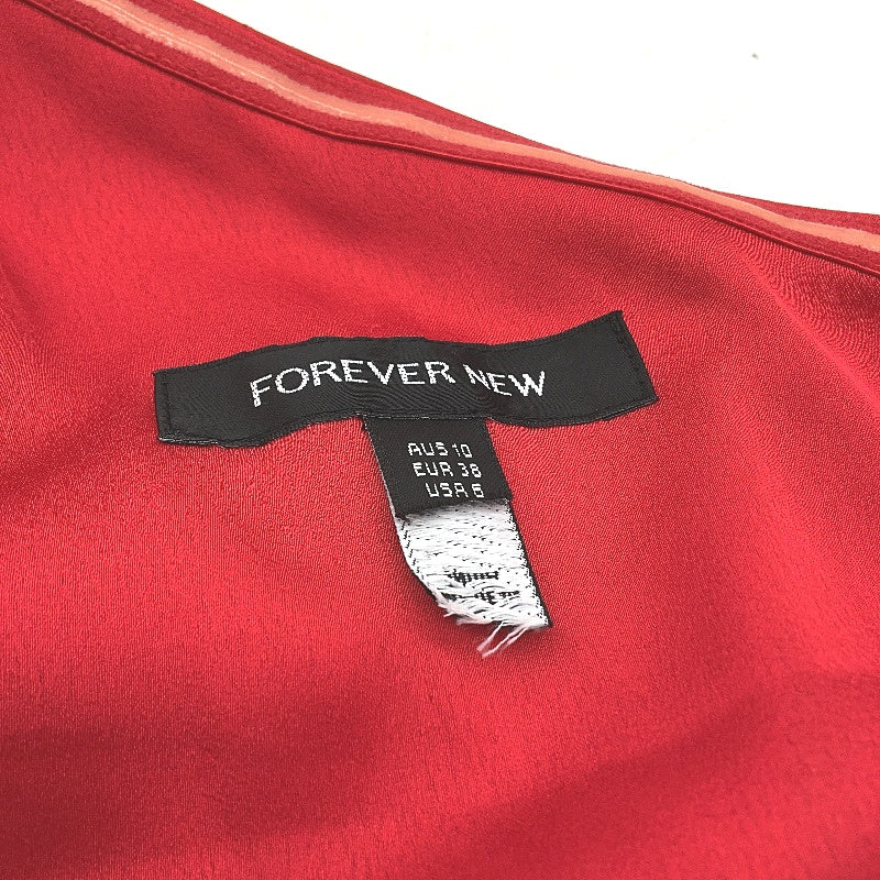 Forever New Oversized Bow Off Shoulder Red Smock Dress Ladies Size AU 10 NEW