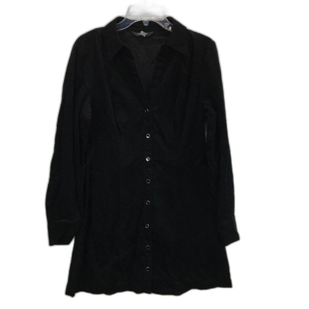 Ever New Watson Corduroy Longsleeve Black Mini Shirt Dress Ladies Size AU 16 NEW