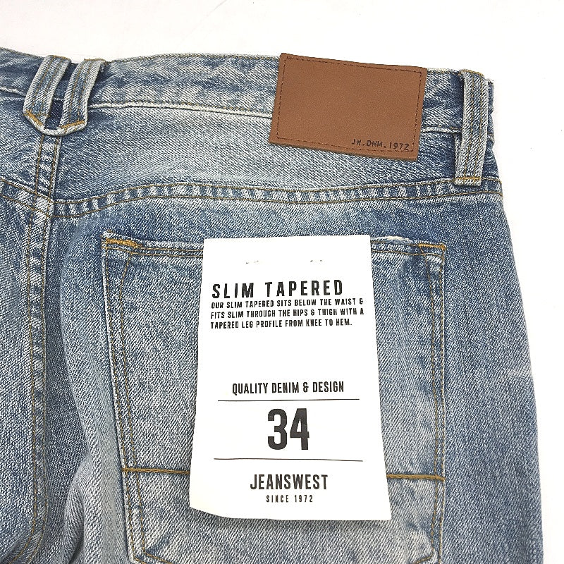 Jeanswest Blue Denim Slim Tapered Worn Look Regular Jeans Mens Size 34 NEW
