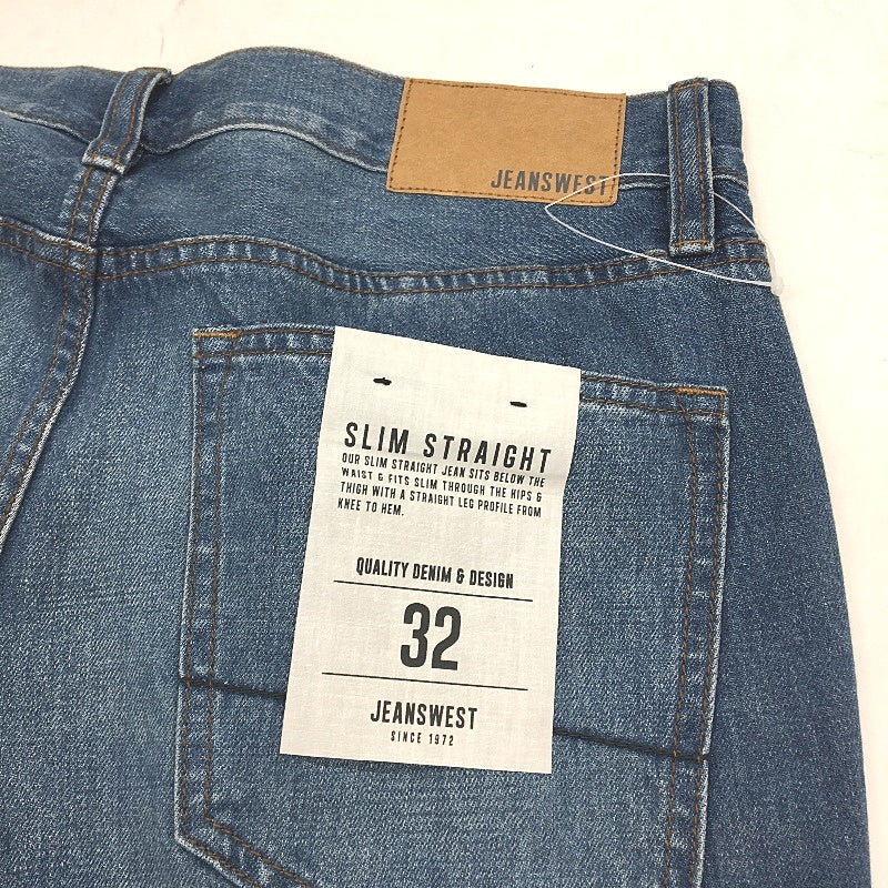 Jeanswest Mid Blue Designed To Fade Slim Straight Denim Jeans Mens Size 32 NEW