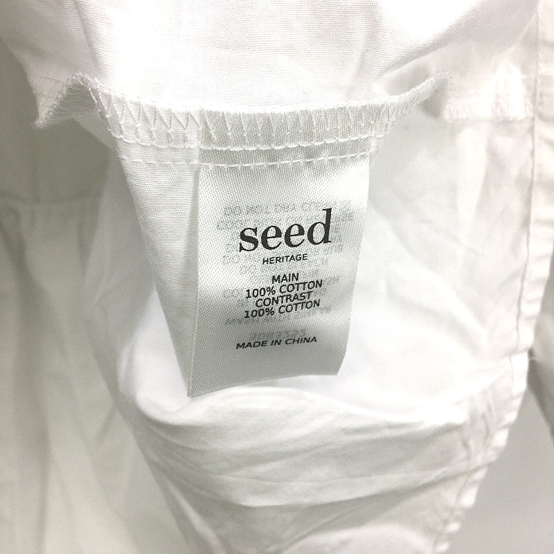 SEED Heritage White 100% Cotton 3/4 Sleeve Ruffle Top Ladies Size M NEW