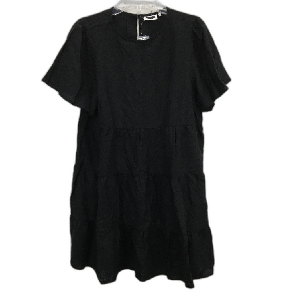 Jeanswest Black Linen Blend S/Sleeve Flowy Summer Dress Ladies Size 10 NEW