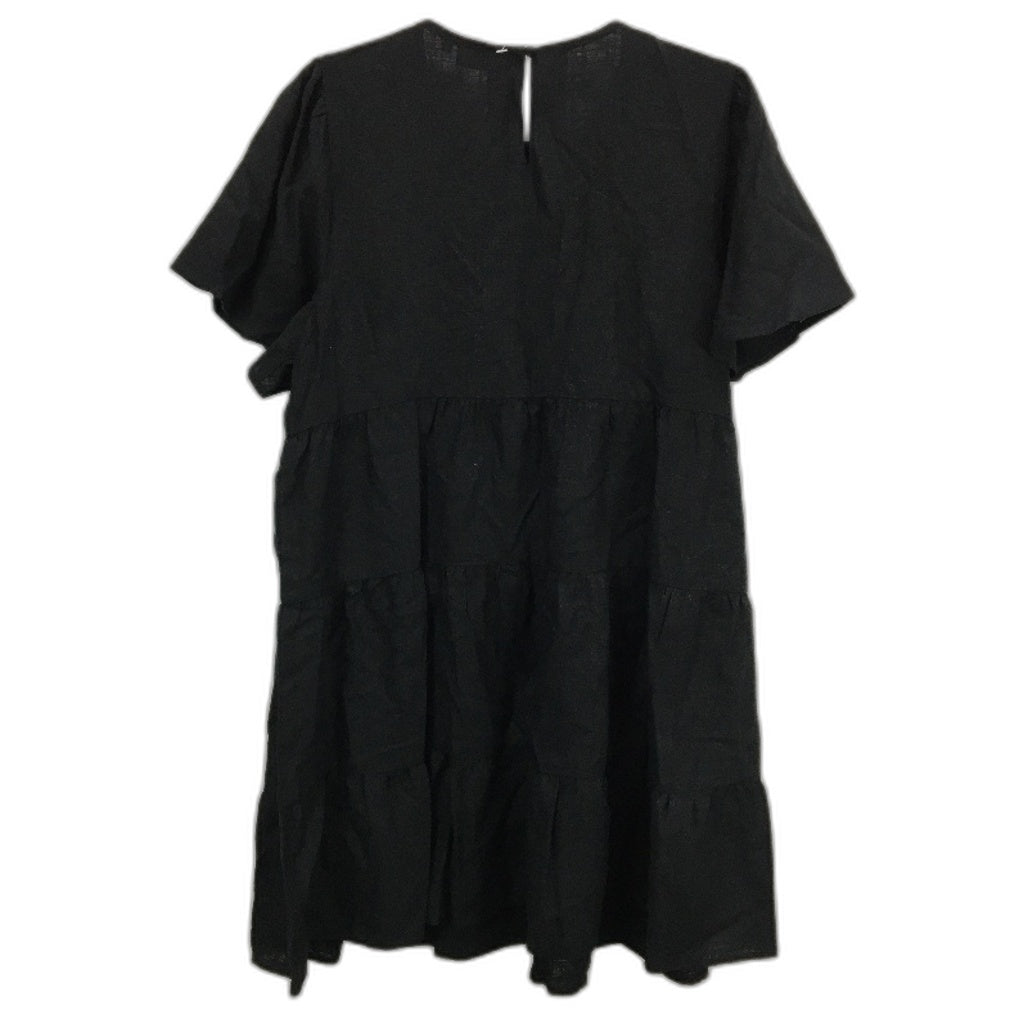 Jeanswest Black Linen Blend S/Sleeve Flowy Summer Dress Ladies Size 10 NEW