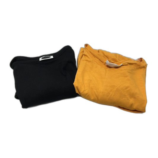 Jeanswest 2Pack Black Ribbed & Plain Mustard T-Shirt Tops Ladies Size 10 NEW