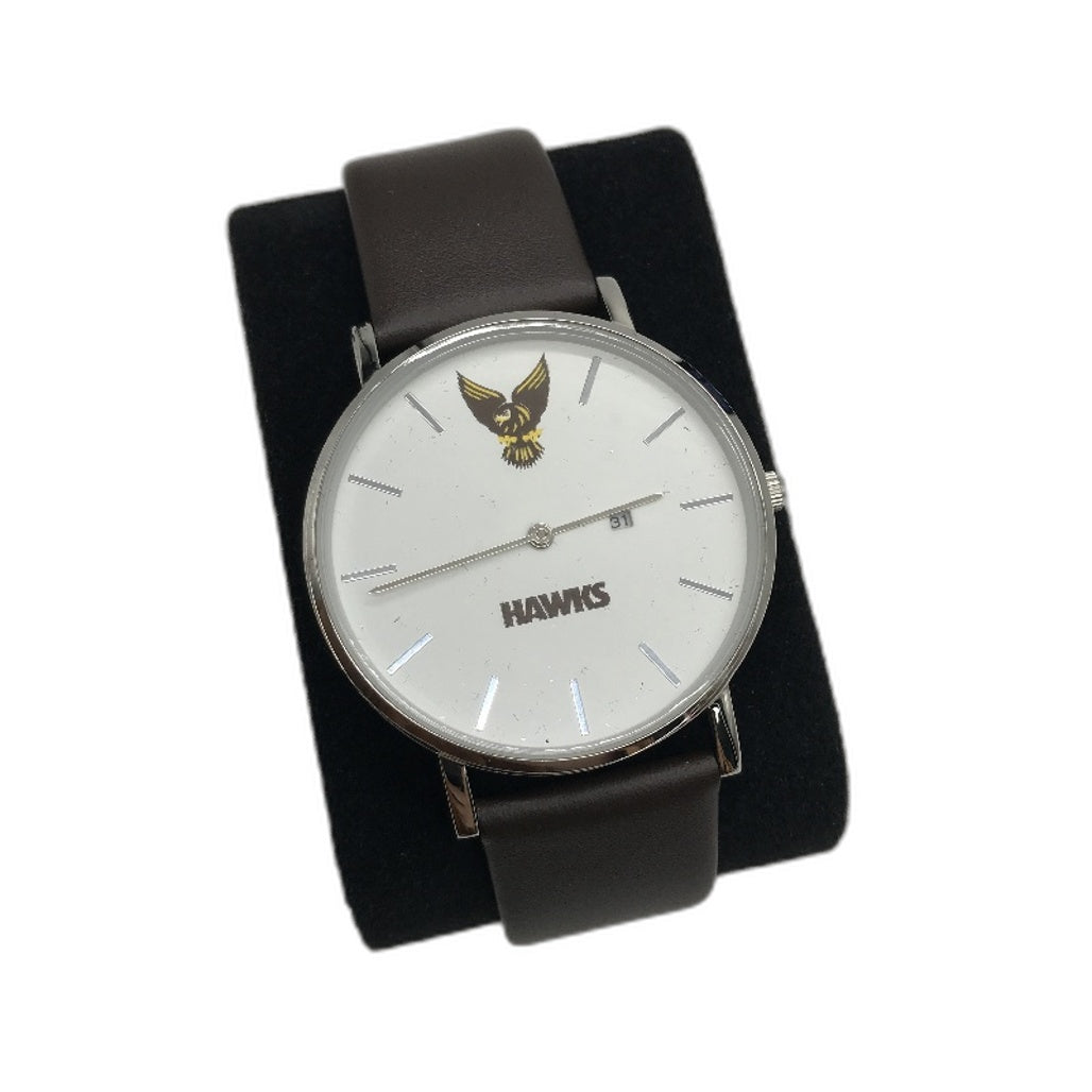 AFL Hawthorn Hawks 40mm Analogue Watch with Brown Leather Straps UNTESTED NEW
