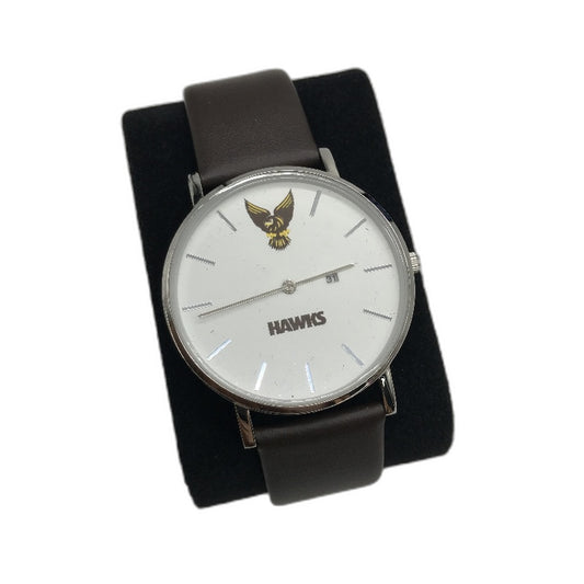AFL Hawthorn Hawks 40mm Analogue Watch with Brown Leather Straps UNTESTED NEW